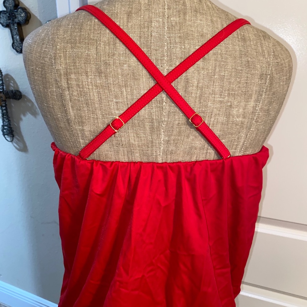 Lipstick Red Bathing Suit Tankini Top